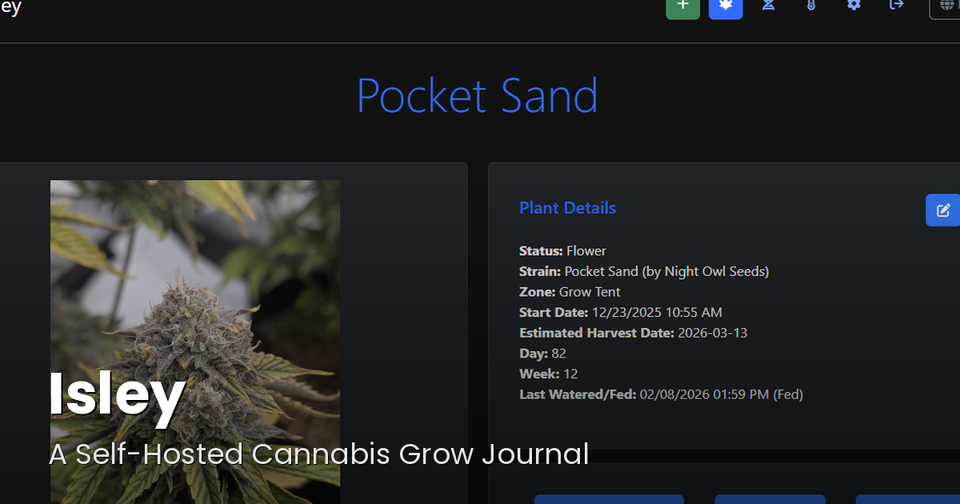 Isley: A Self-Hosted Cannabis Grow Journal
